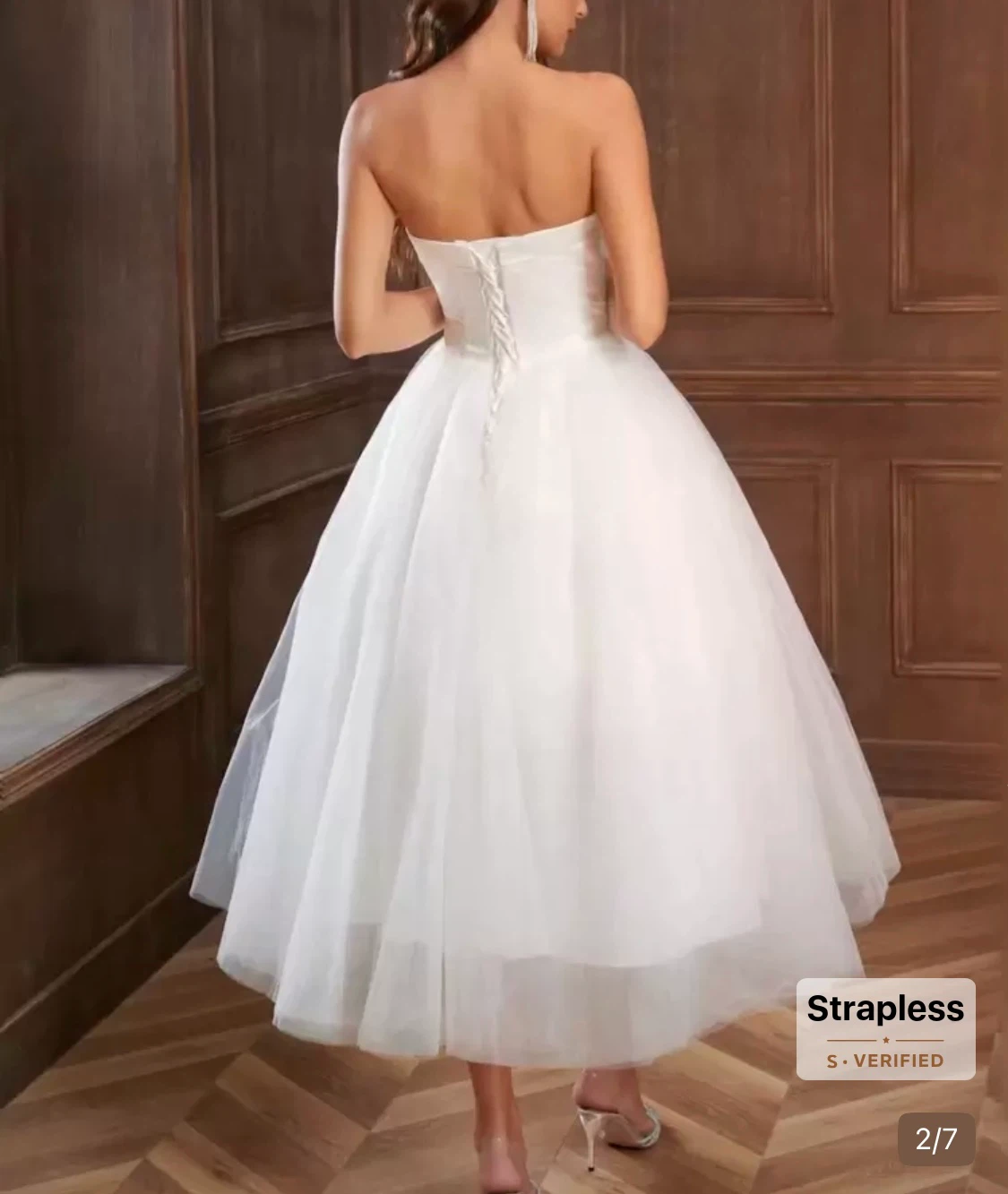 White strapless midi dress - photo 3