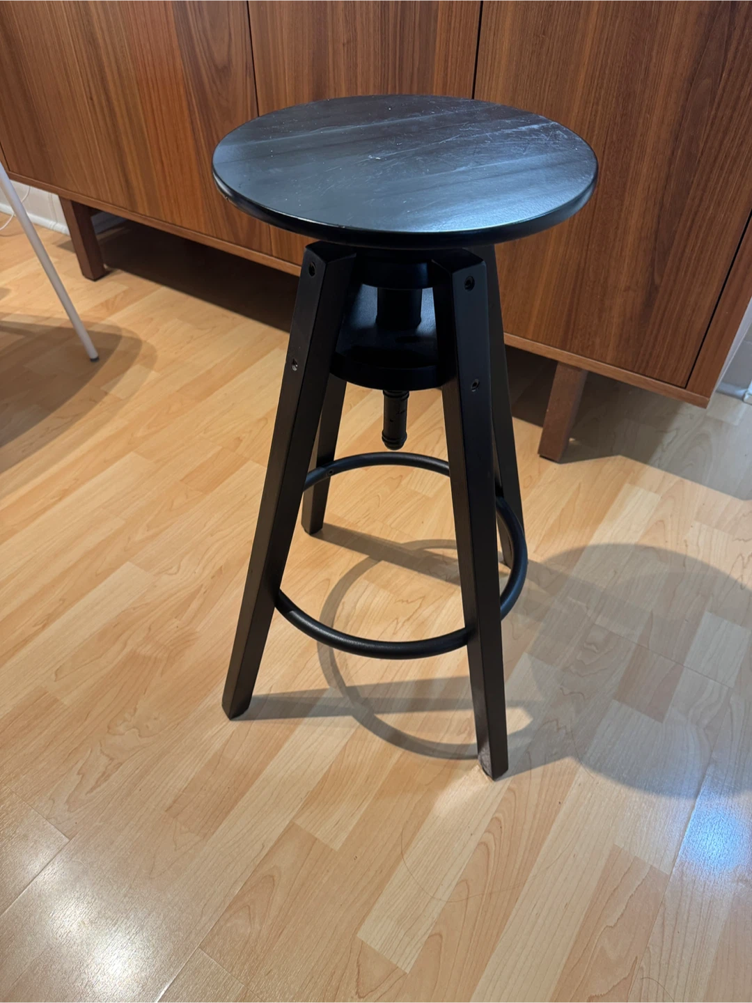 Black adjustable swivel bar stool