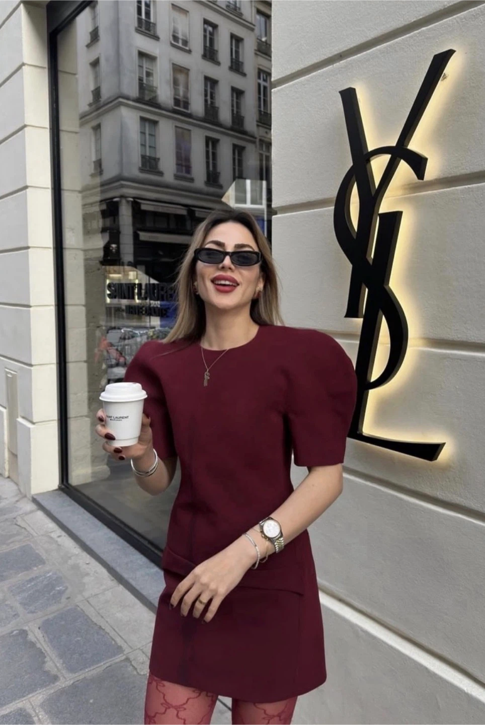 Zara ZW Collection Viral Burgundy Puff Sleeve Mini Dress L - photo 2