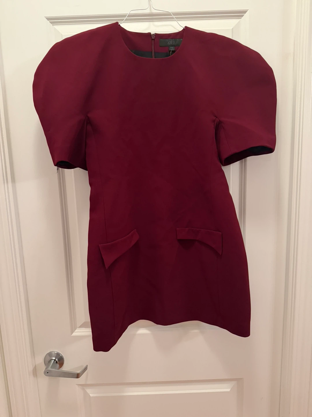 Zara ZW Collection Viral Burgundy Puff Sleeve Mini Dress L - photo 4