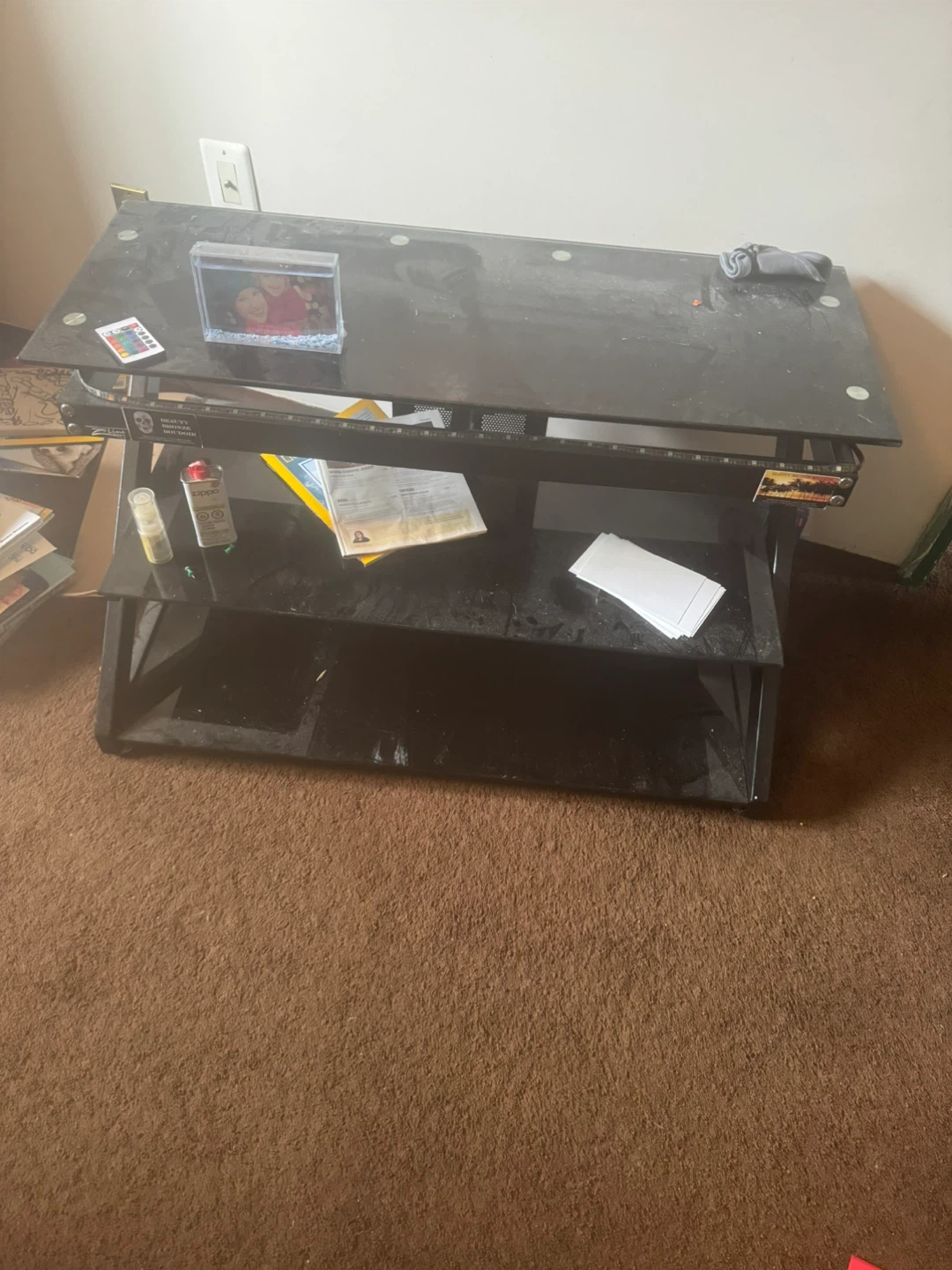 Z-Line Black Glass TV Stand