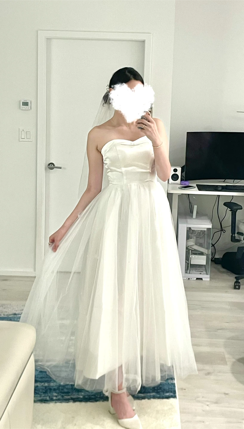 White strapless midi dress