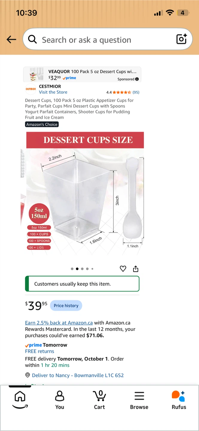 NEW! 100 Pack Dessert Cups with Spoons