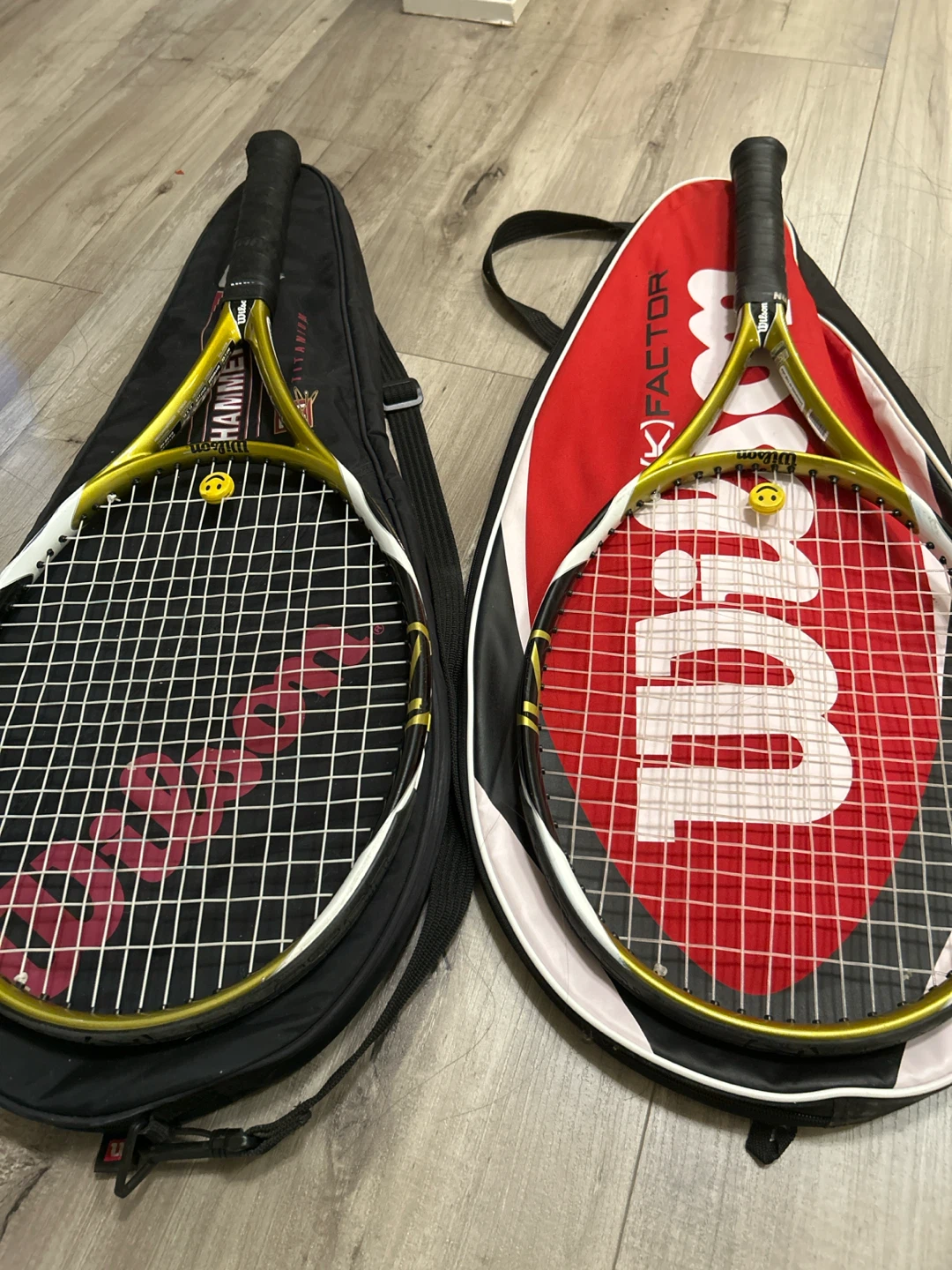 2 Wilson Tennis Rackets with Covers
