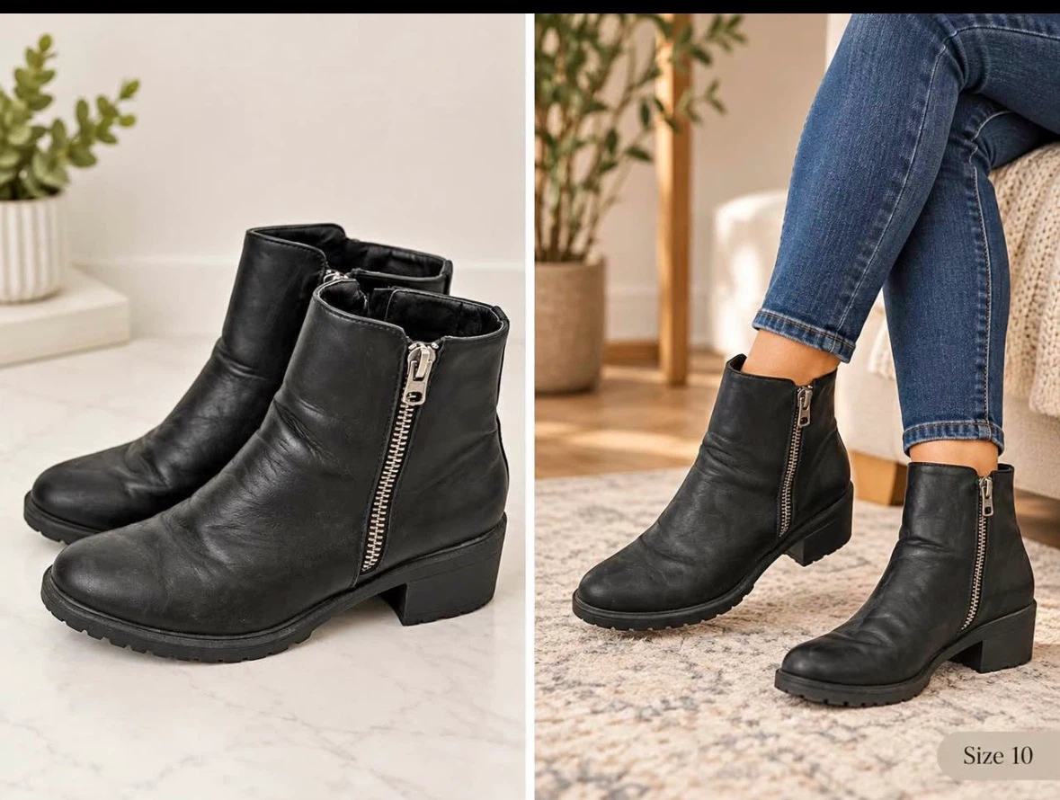 Black Ankle Boots Size 10