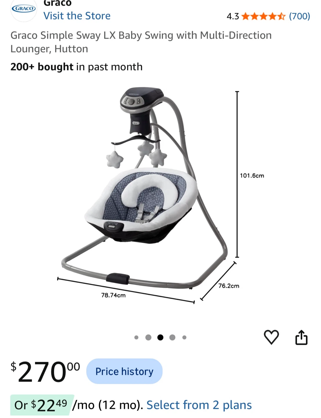 👶 Graco Simple Sway LX Baby Swing – Multi-Direction 💰 Price: $65 - photo 2