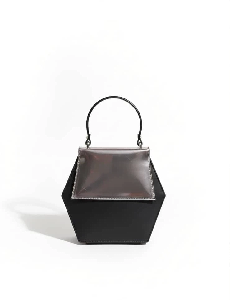 Hexagonal Handbag Black and Silver
