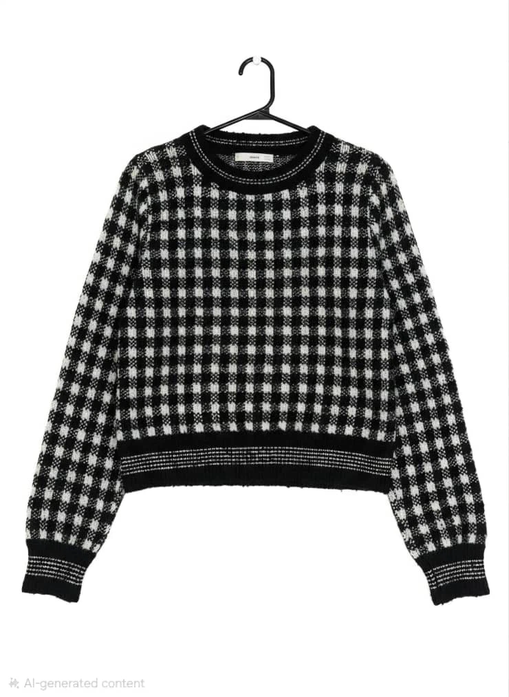 MNG Black and White Gingham Sweater