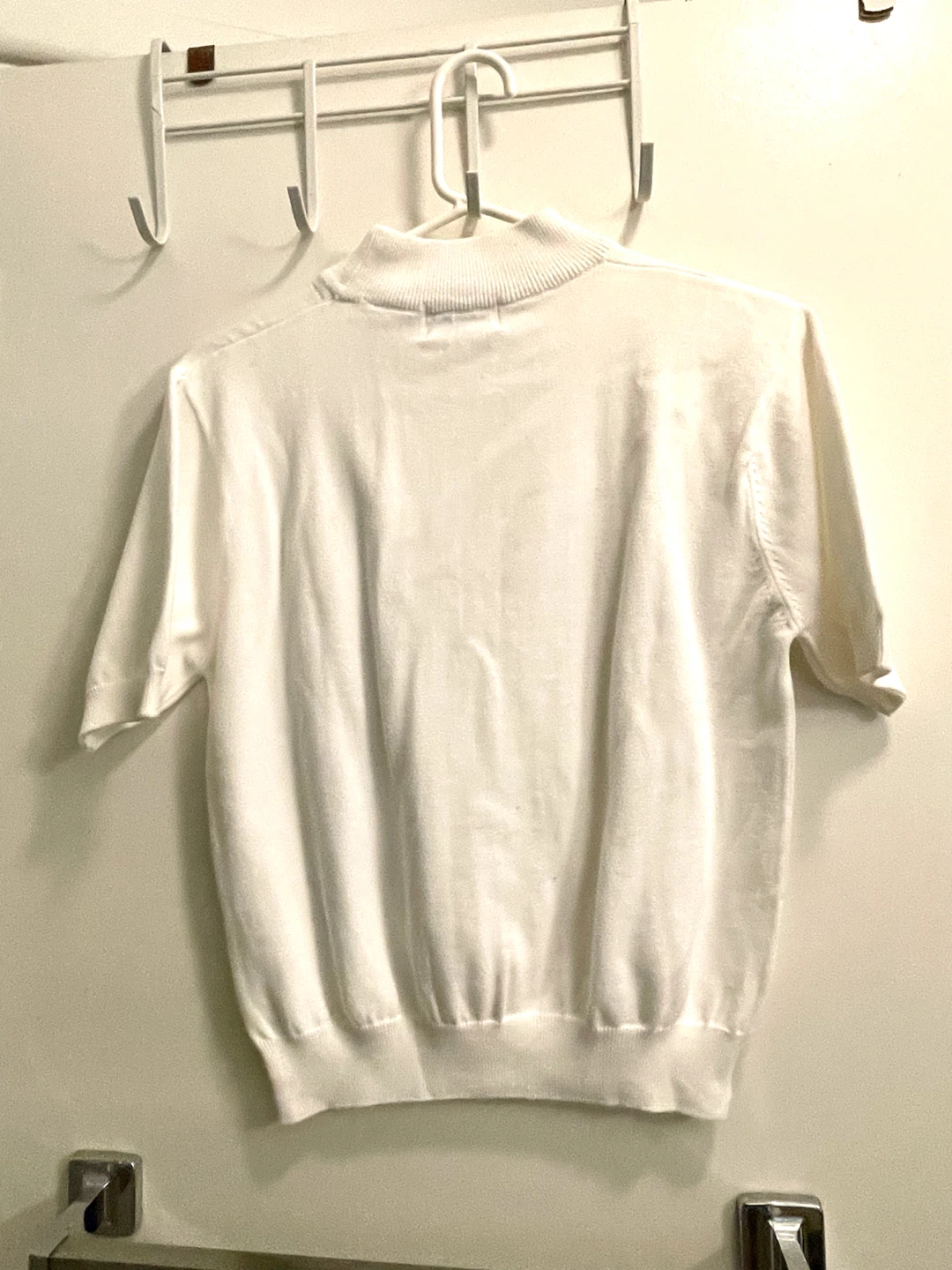 White Short Sleeve Tabi Mock Neck Sweater - photo 2