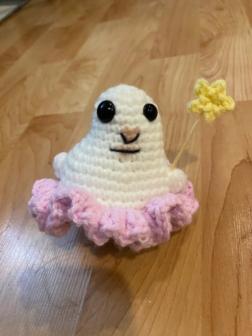 Handmade crochet hamster meme