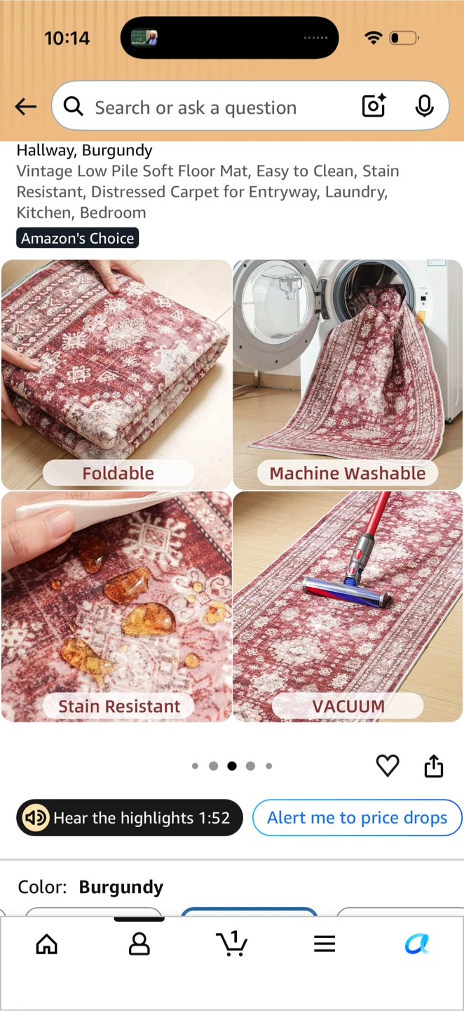 Vintage Style Runner Rug 2x3 Burgundy - photo 2