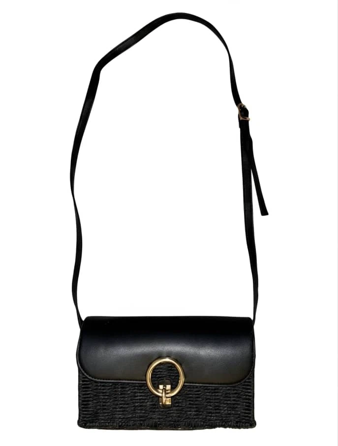 Black Woven Crossbody Bag