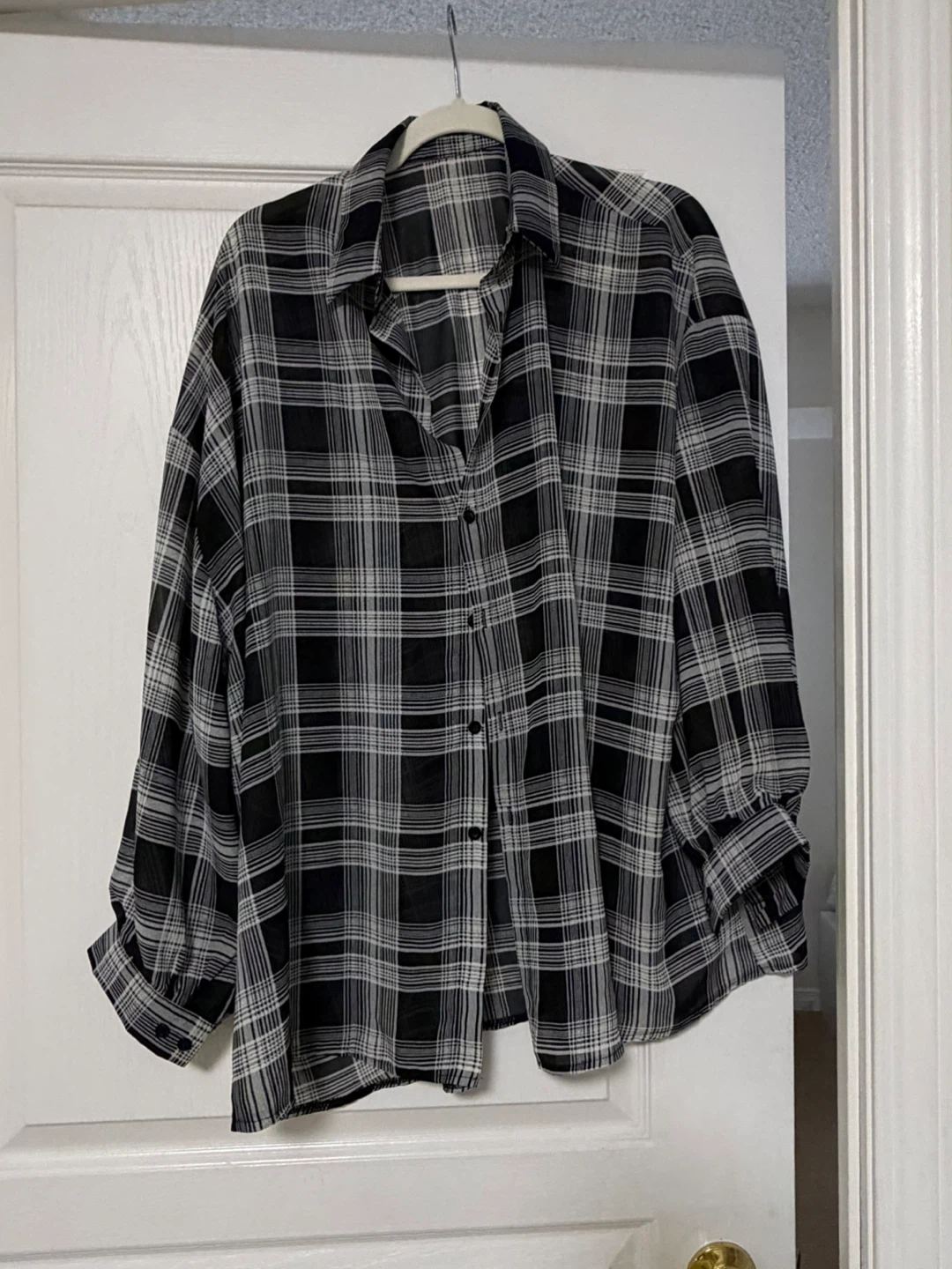Black and white plaid button-down shirt - photo 2