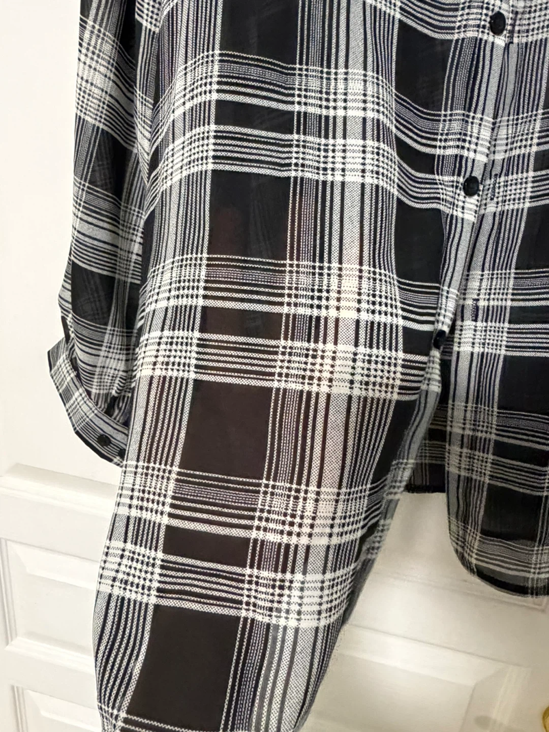Black and white plaid button-down shirt - photo 3