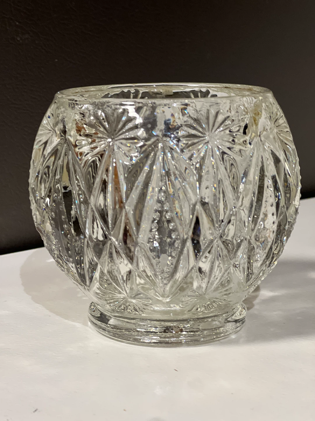 Vintage 1970s Avon Crystal Glow Glass Votive Candle Holder