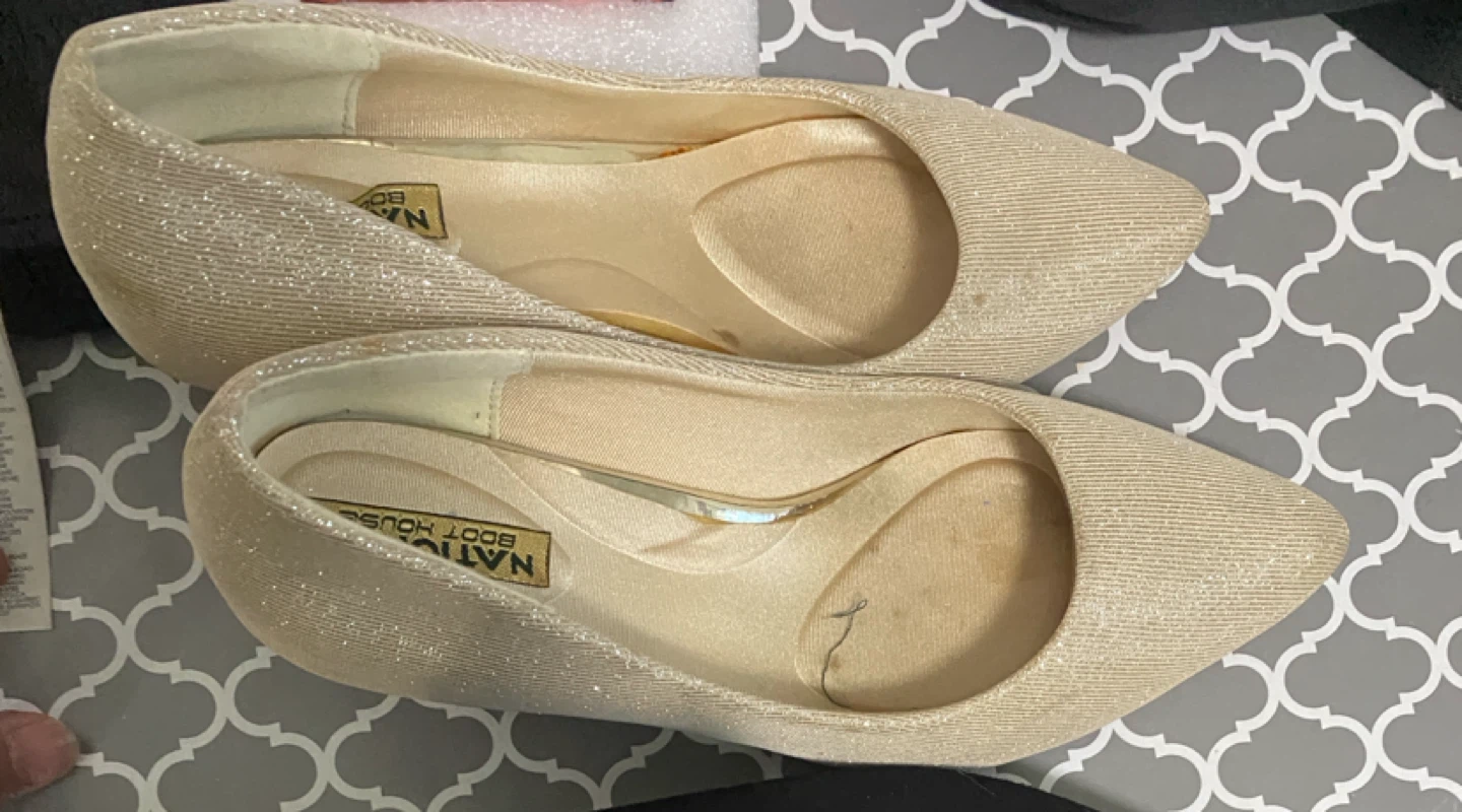 National Boot House Gold Glitter Pointed Flats
