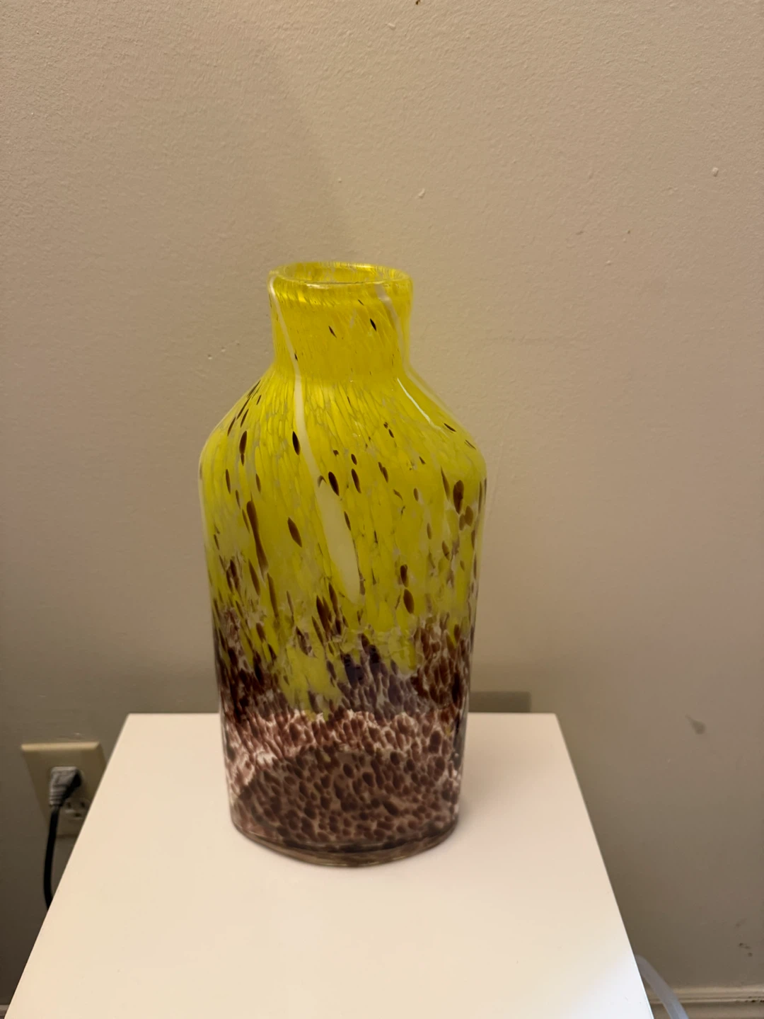 Decorative Yellow and Brown Glass Vase