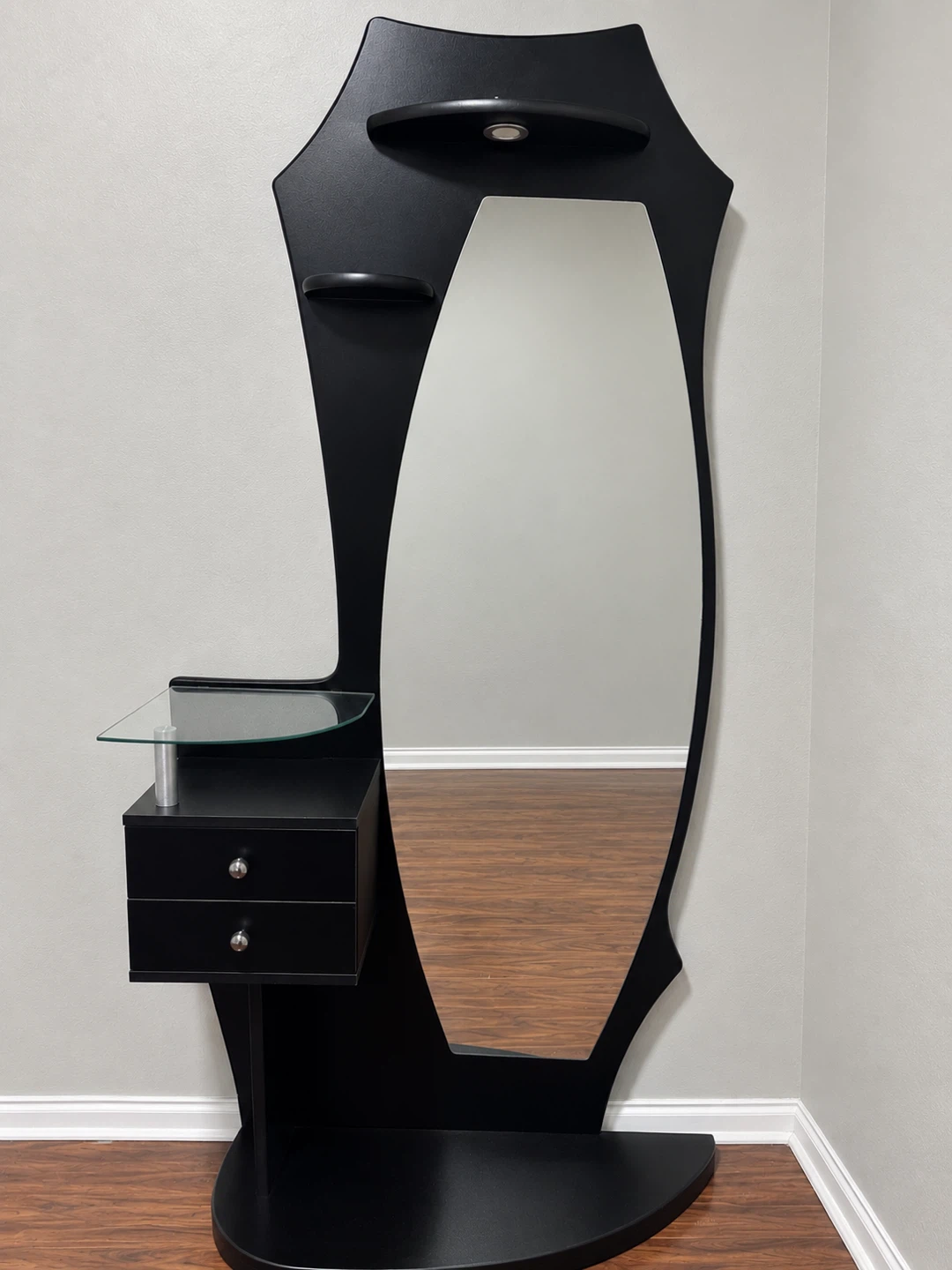 Black Vanity Mirror and White Corner Shelf - photo 2