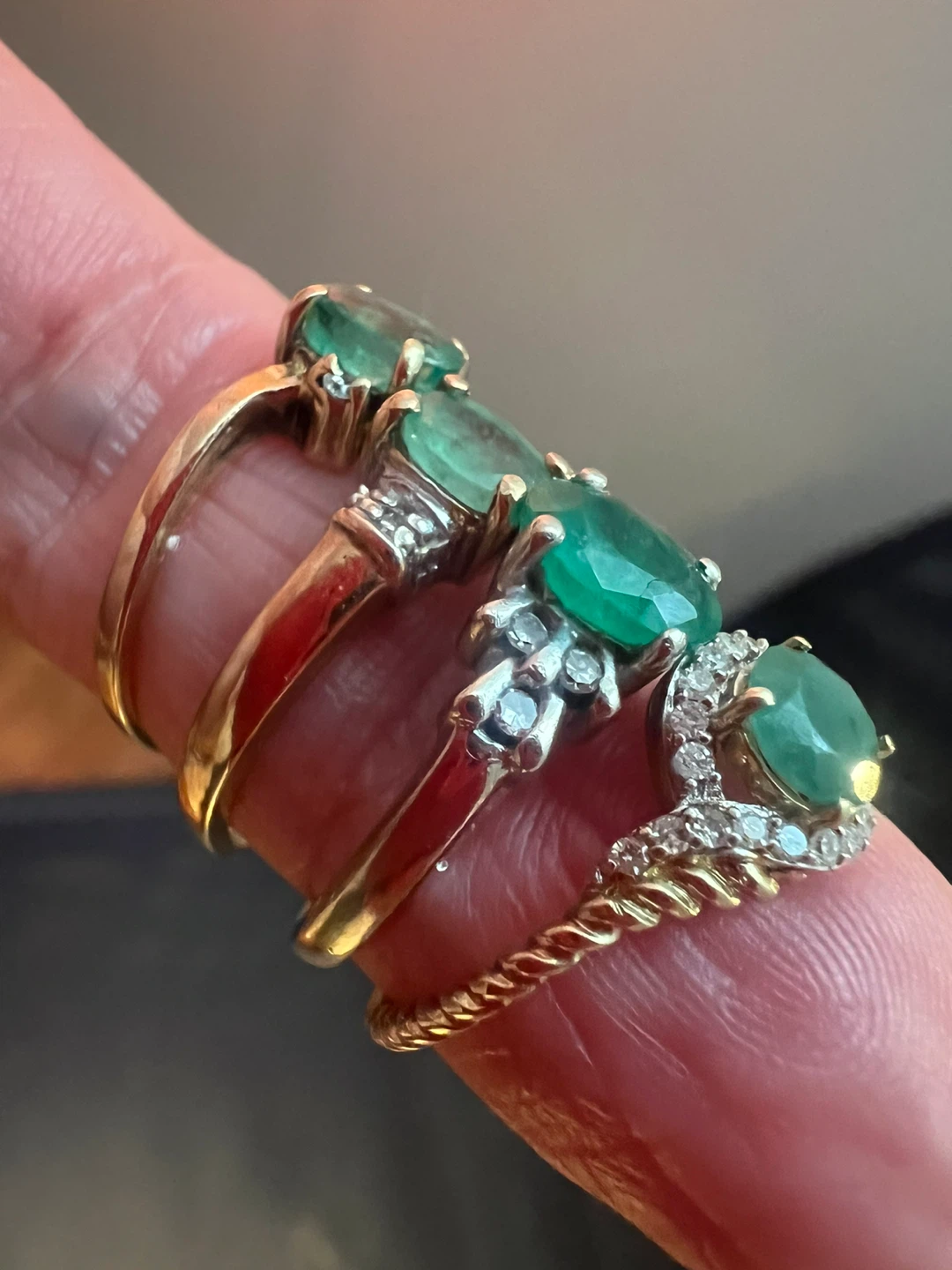 Selection of 10k Gold Emerald and Diamond Rings - photo 2