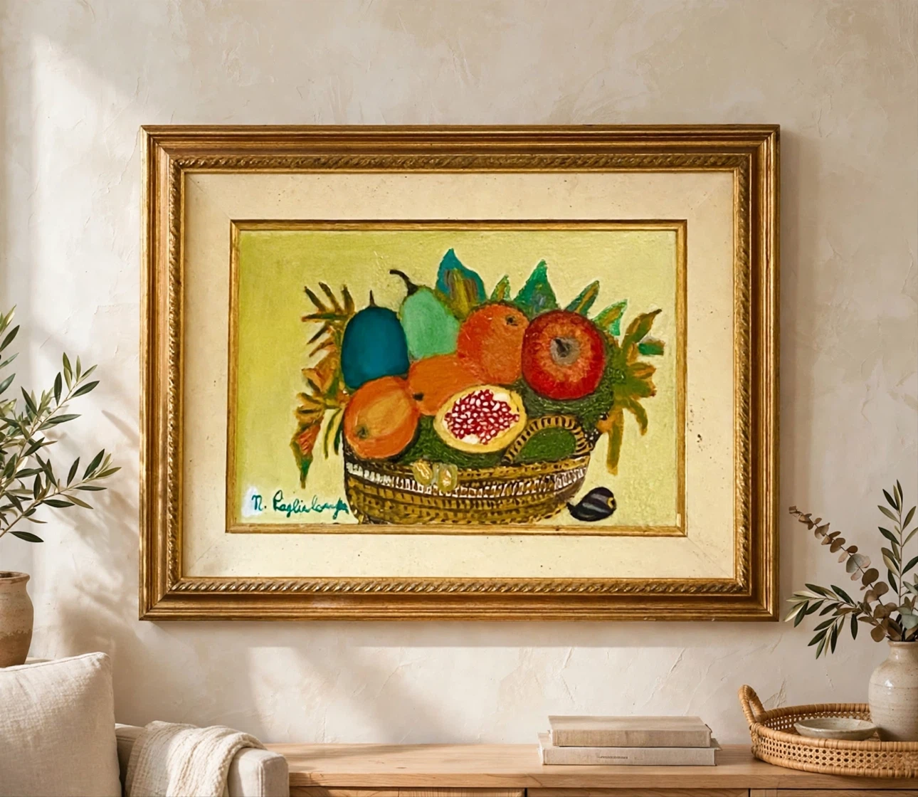 N. Paglialonga Still Life Fruit Oil Painting