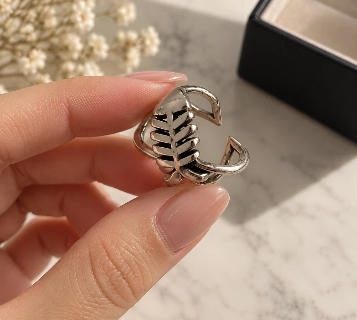 Authentic silver fish bone ring - photo 2