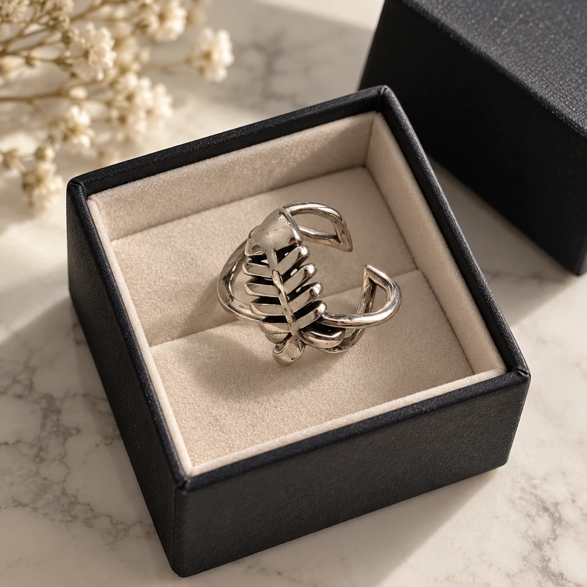 Authentic silver fish bone ring - photo 3