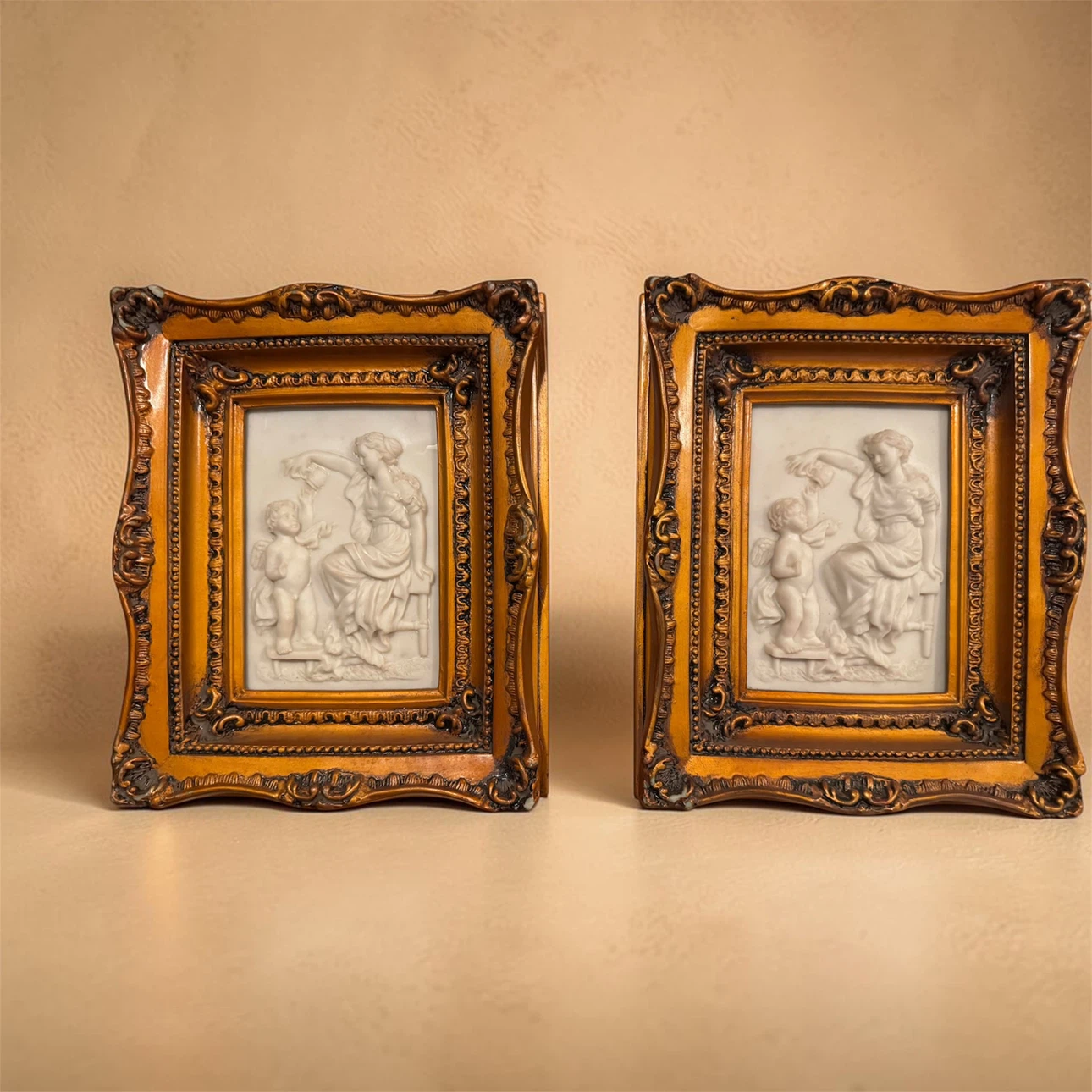 Set of Two Ornate Wall Relief Plaques