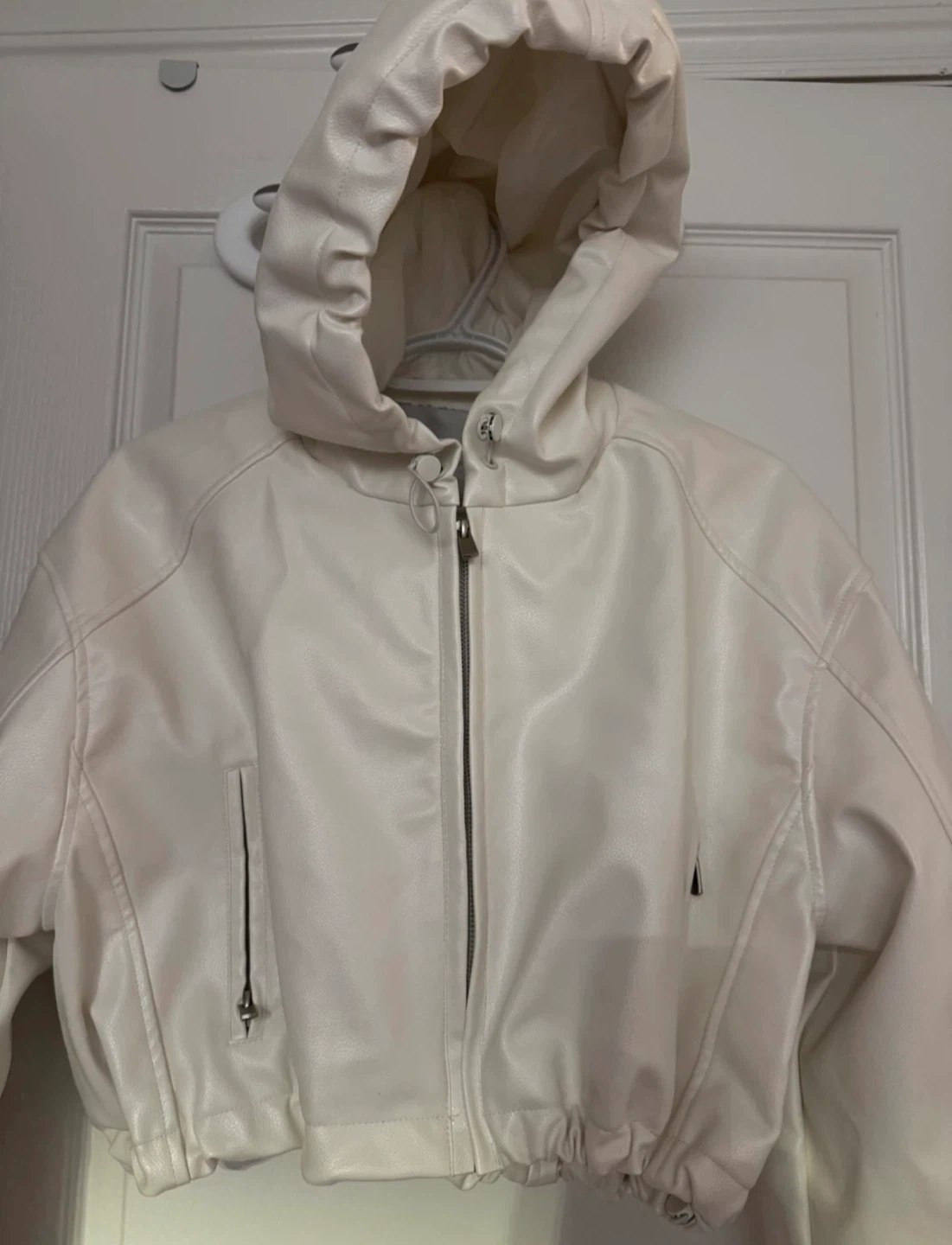 Khy Faux Leather Hooded Crop Jacket - photo 2