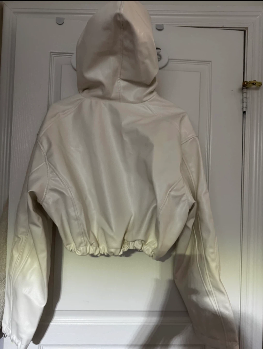 Khy Faux Leather Hooded Crop Jacket - photo 3