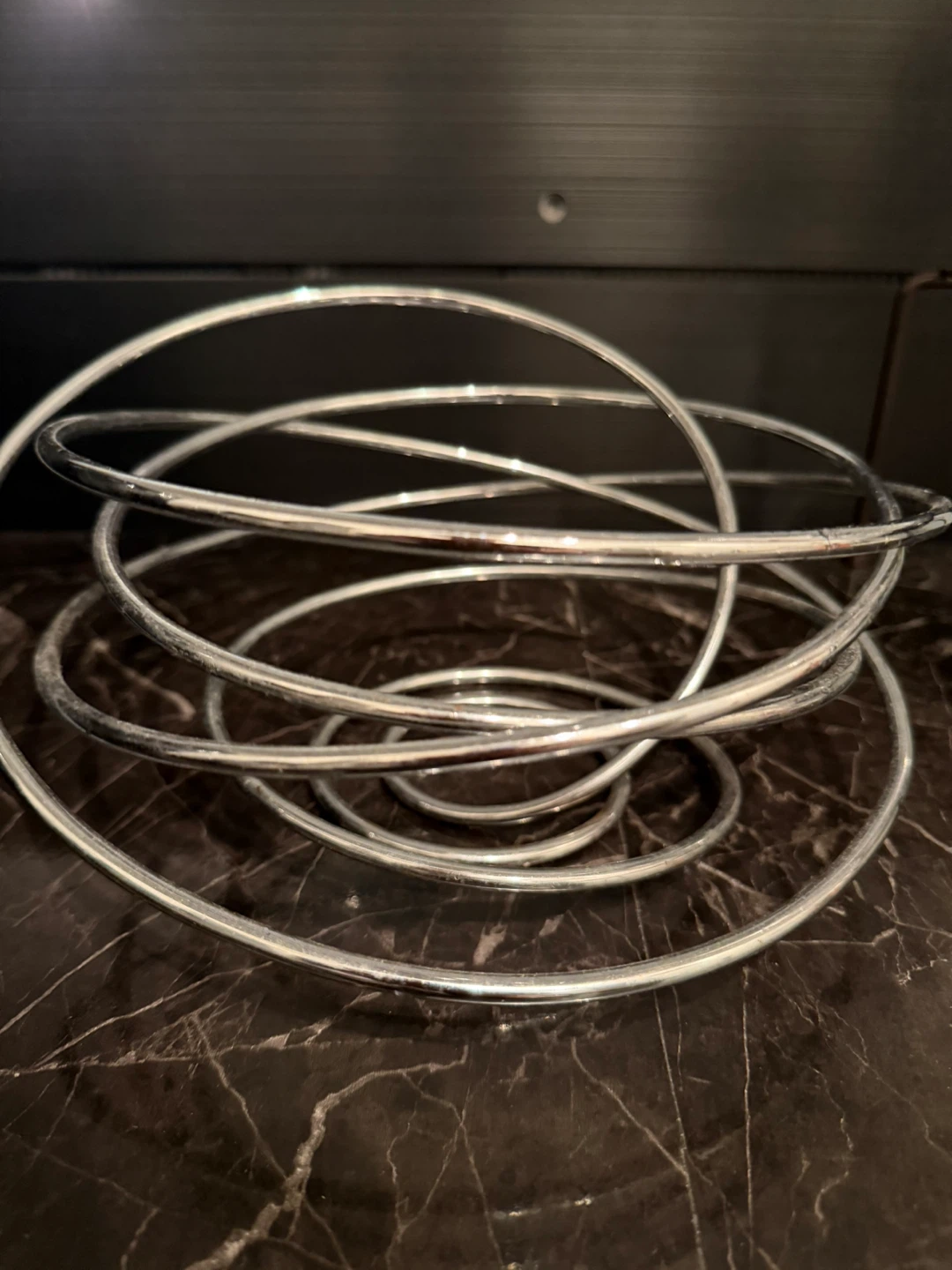 Modern Chrome Spiral Fruit Bowl