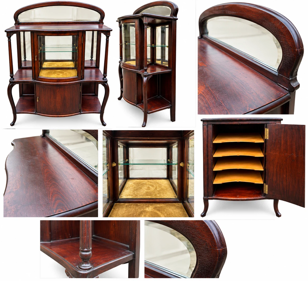 Vintage Mahogany Display / Curio Cabinet – Mirrored & Glass - photo 3