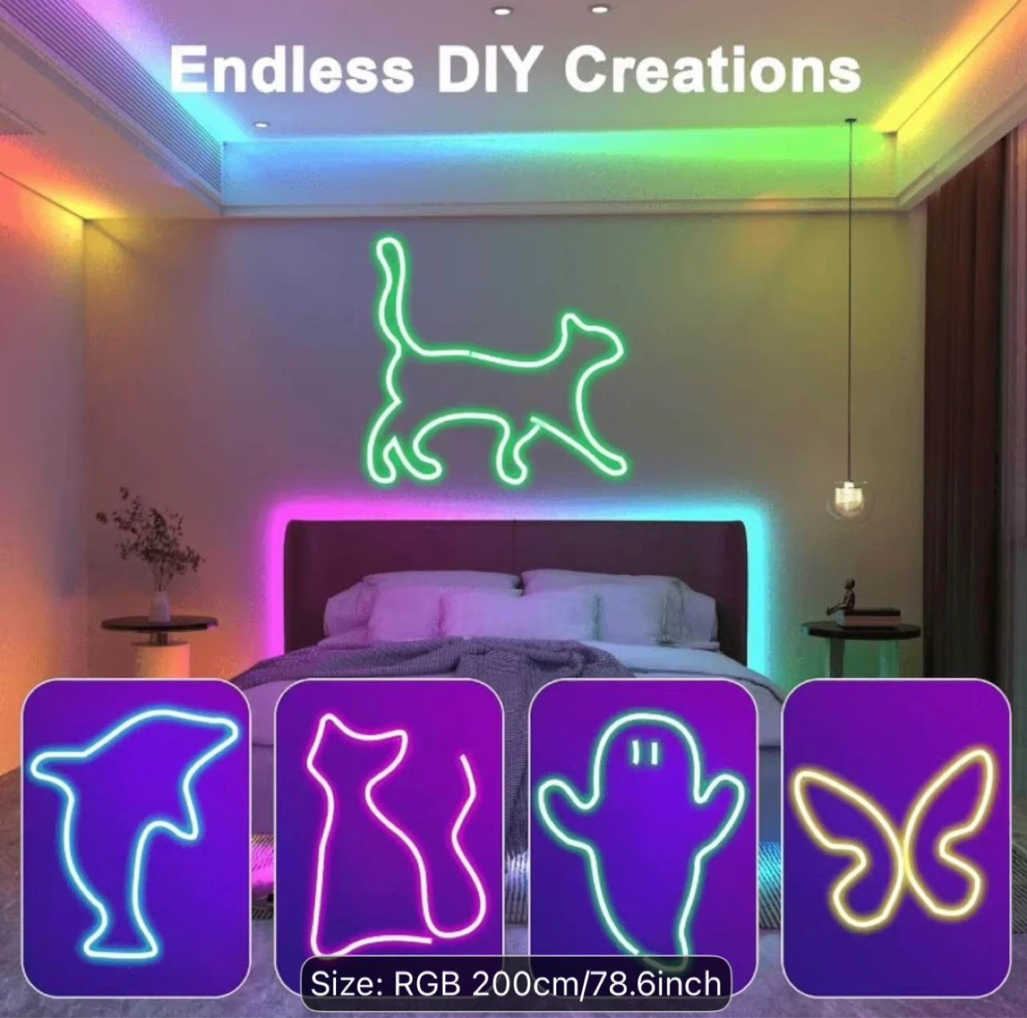 LQHZMYY RGB LED Neon Rope Light 200cm - photo 2