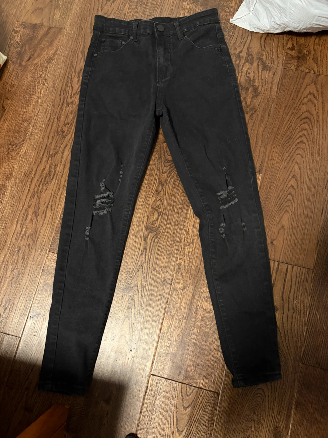 Black Embroidered Phoenix Distressed Jeans - photo 3