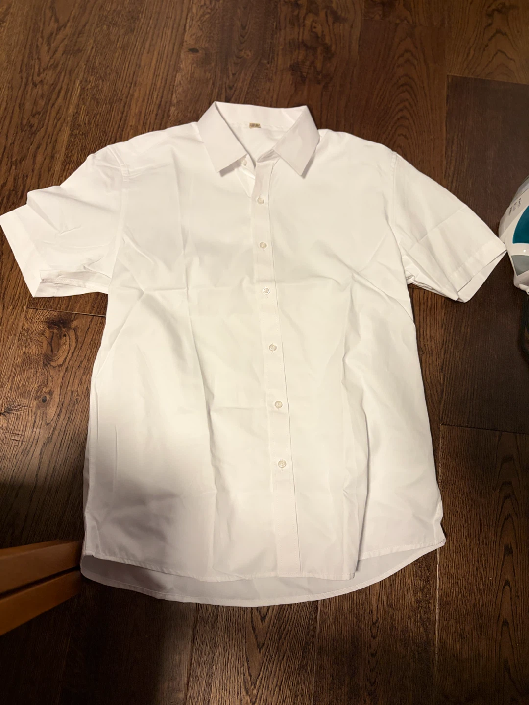 White Short Sleeve Button-Up Shirt