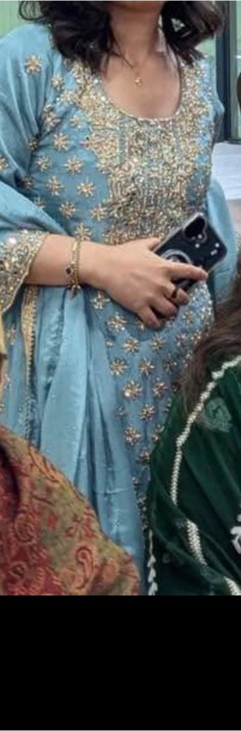 Teal Embroidered Gharara Suit Set - photo 3