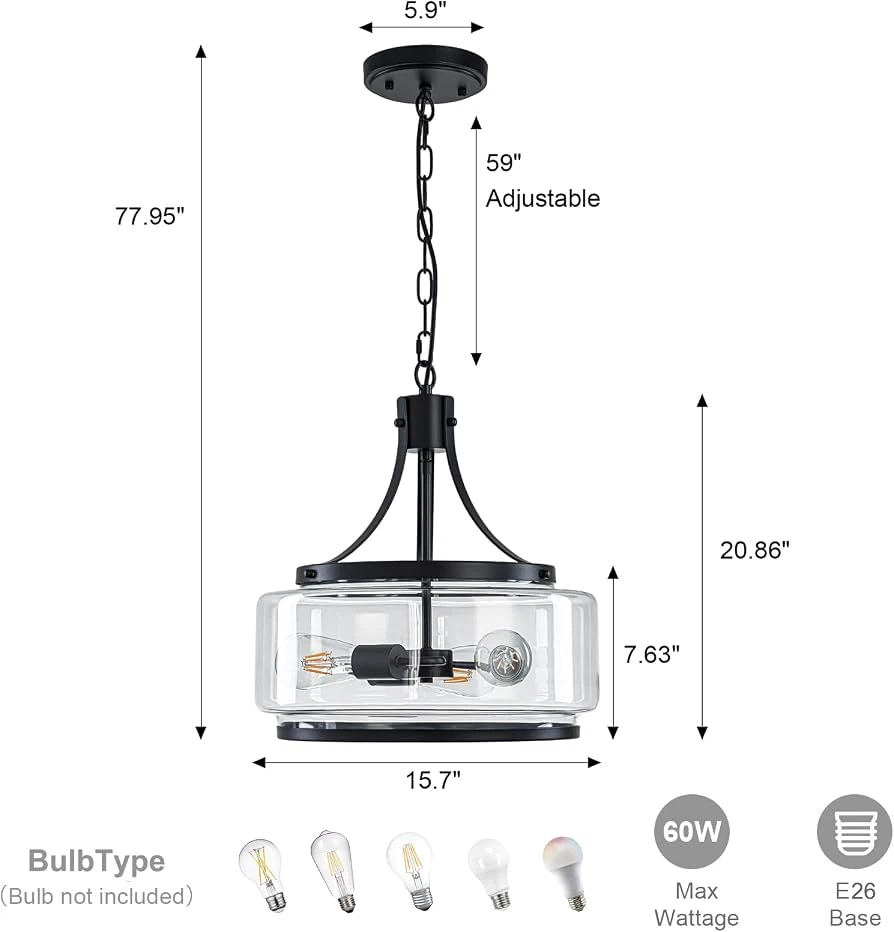 NEW Modern Glass Chandelier - Dining/Living Room (Black) - photo 4