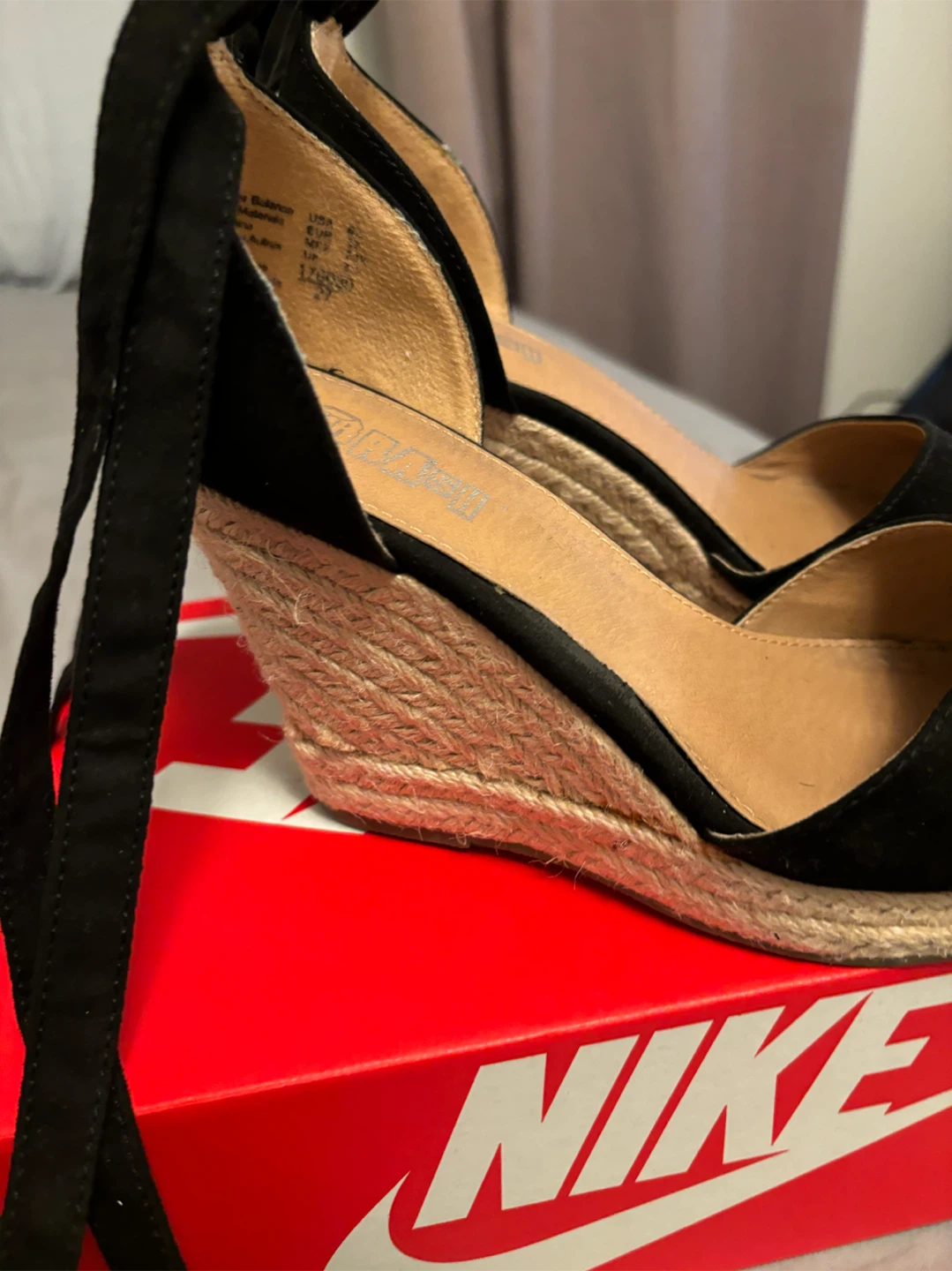 Black Tie-Up Espadrille Wedges - photo 2