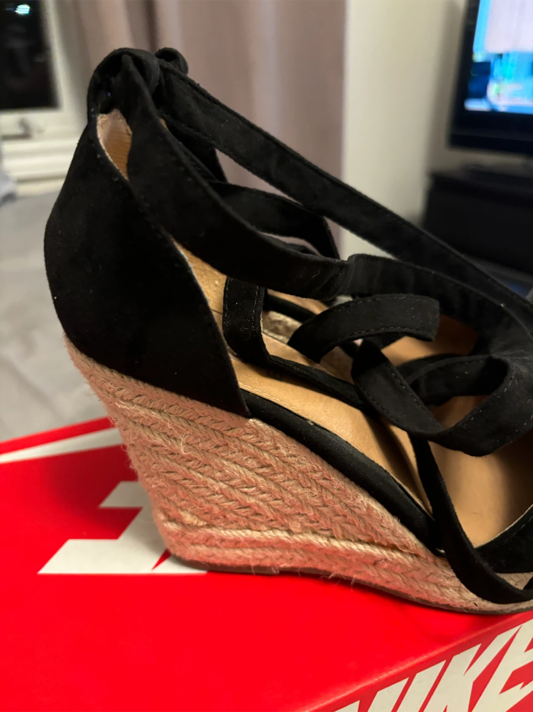 Black Tie-Up Espadrille Wedges - photo 3