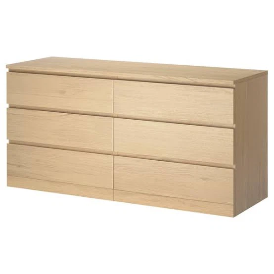 IKEA MALM 6-Drawer Chest, Light Wood
