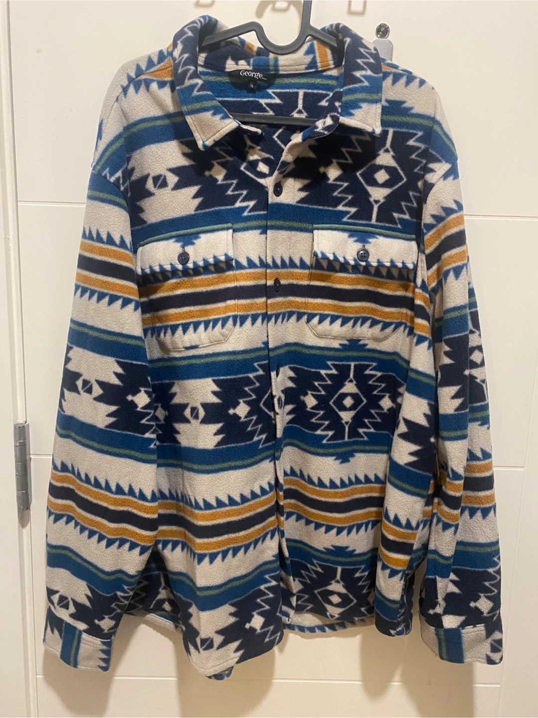George Patterned Fleece Button-Up Shirt - photo 2