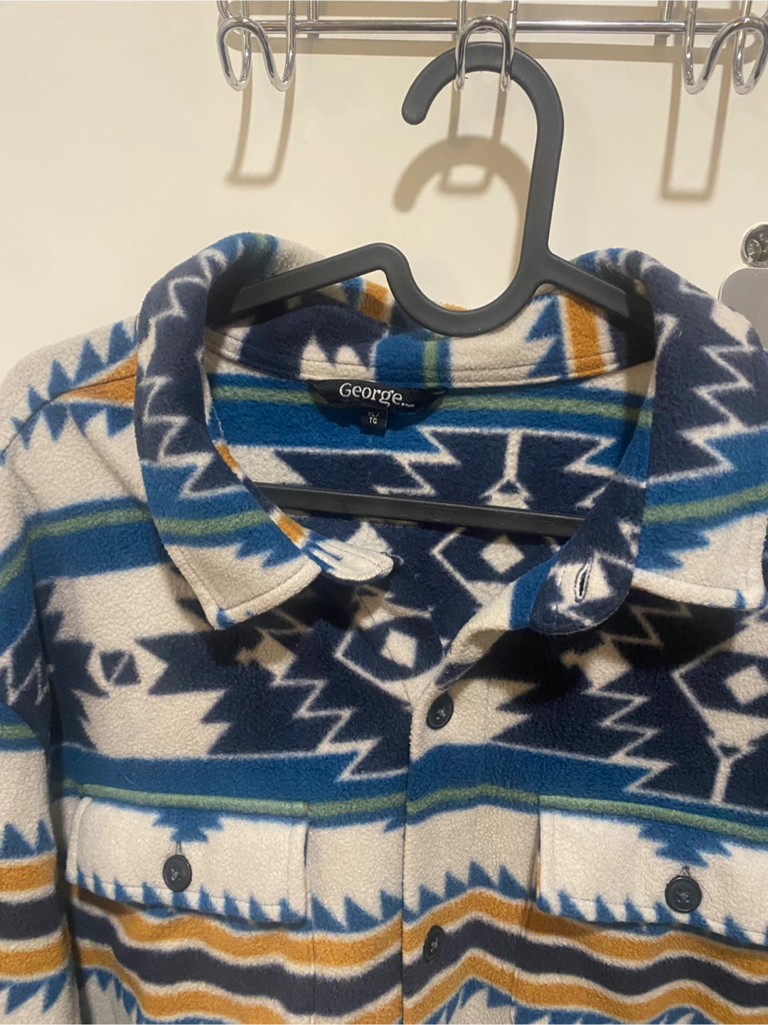 George Patterned Fleece Button-Up Shirt - photo 3
