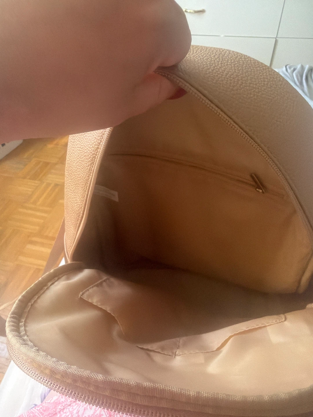 Beige Faux Leather Mini Backpack - photo 2