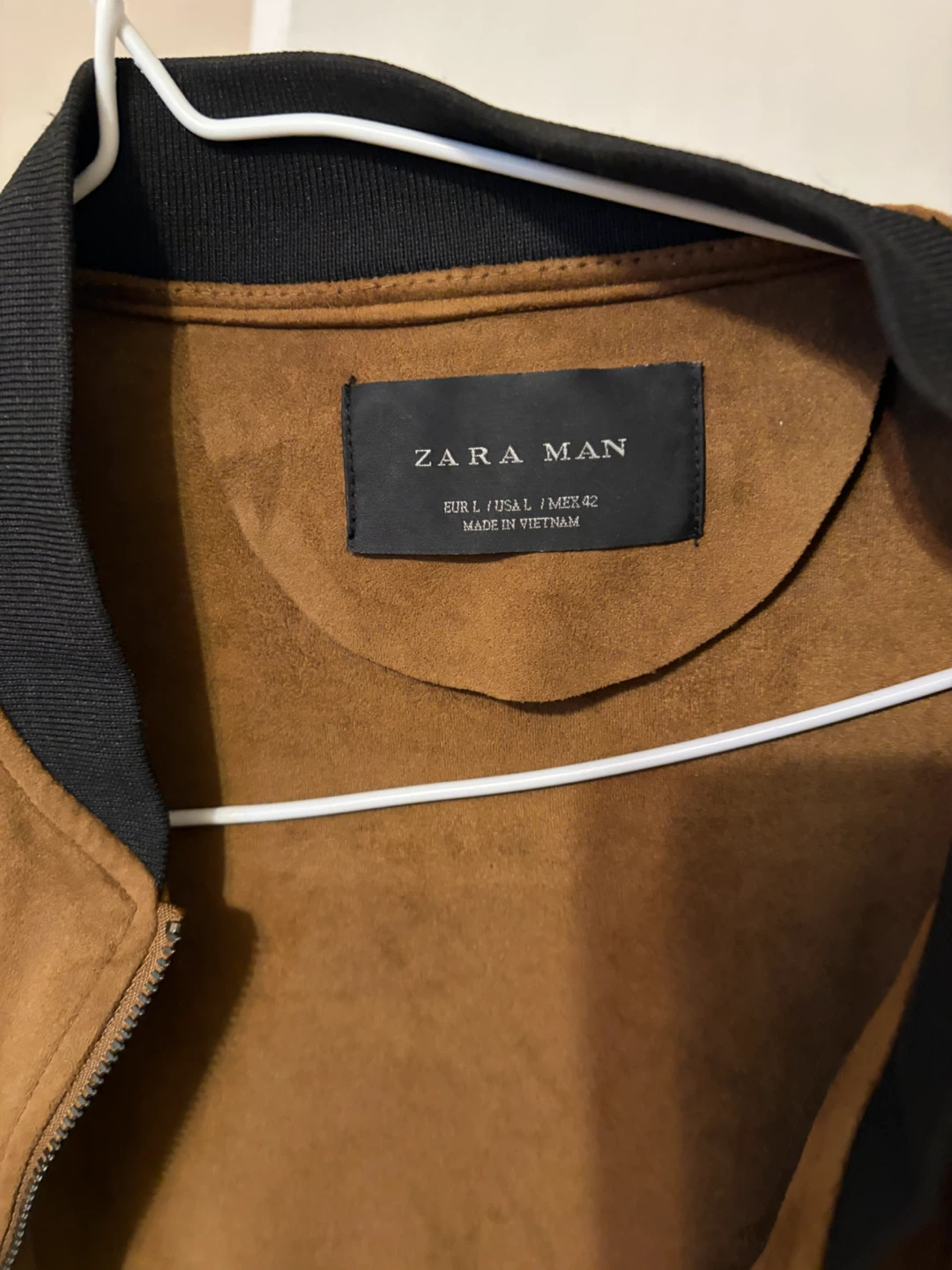 Zara Man Brown Suede-Look Bomber Jacket - photo 2
