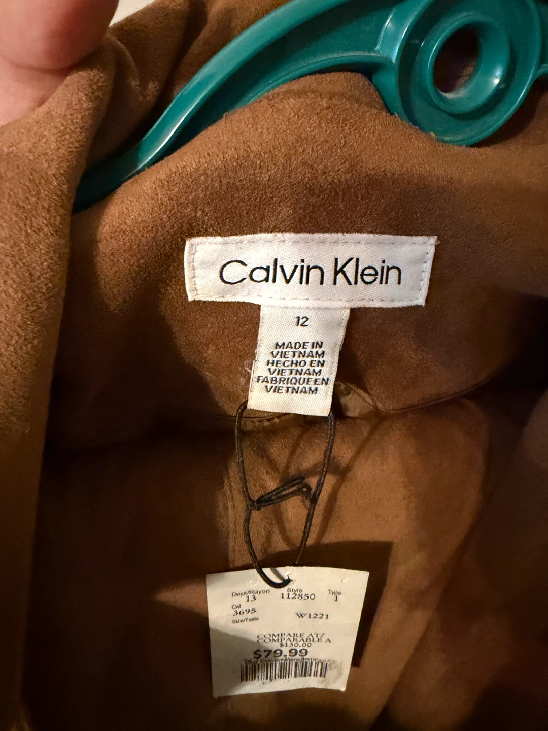 Calvin Klein Brown Suede-Look Blazer Size 12 - photo 2