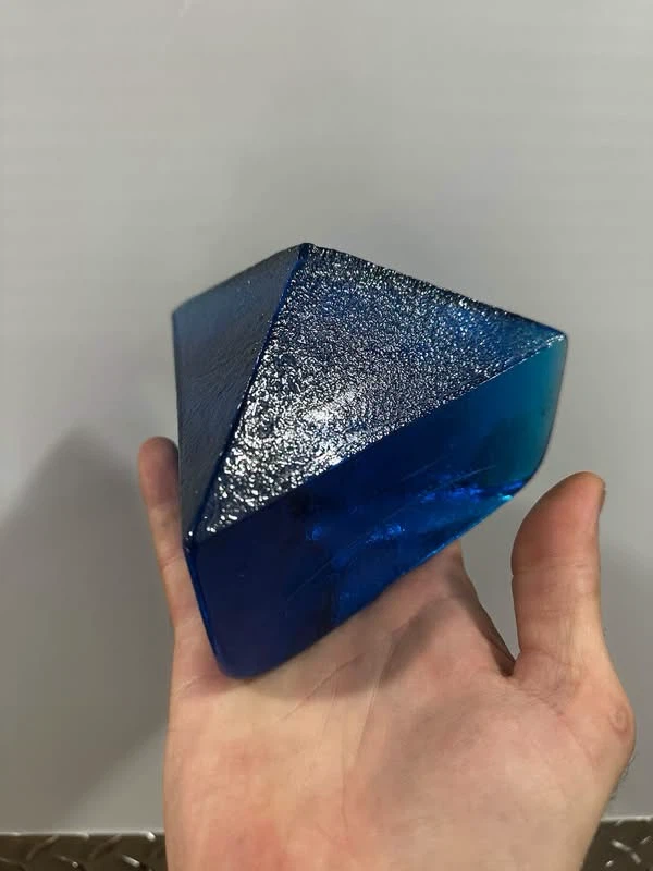Mid Century Blenko Blue Pyramid Glass Bookend