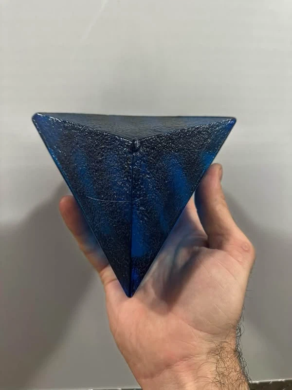 Mid Century Blenko Blue Pyramid Glass Bookend - photo 2