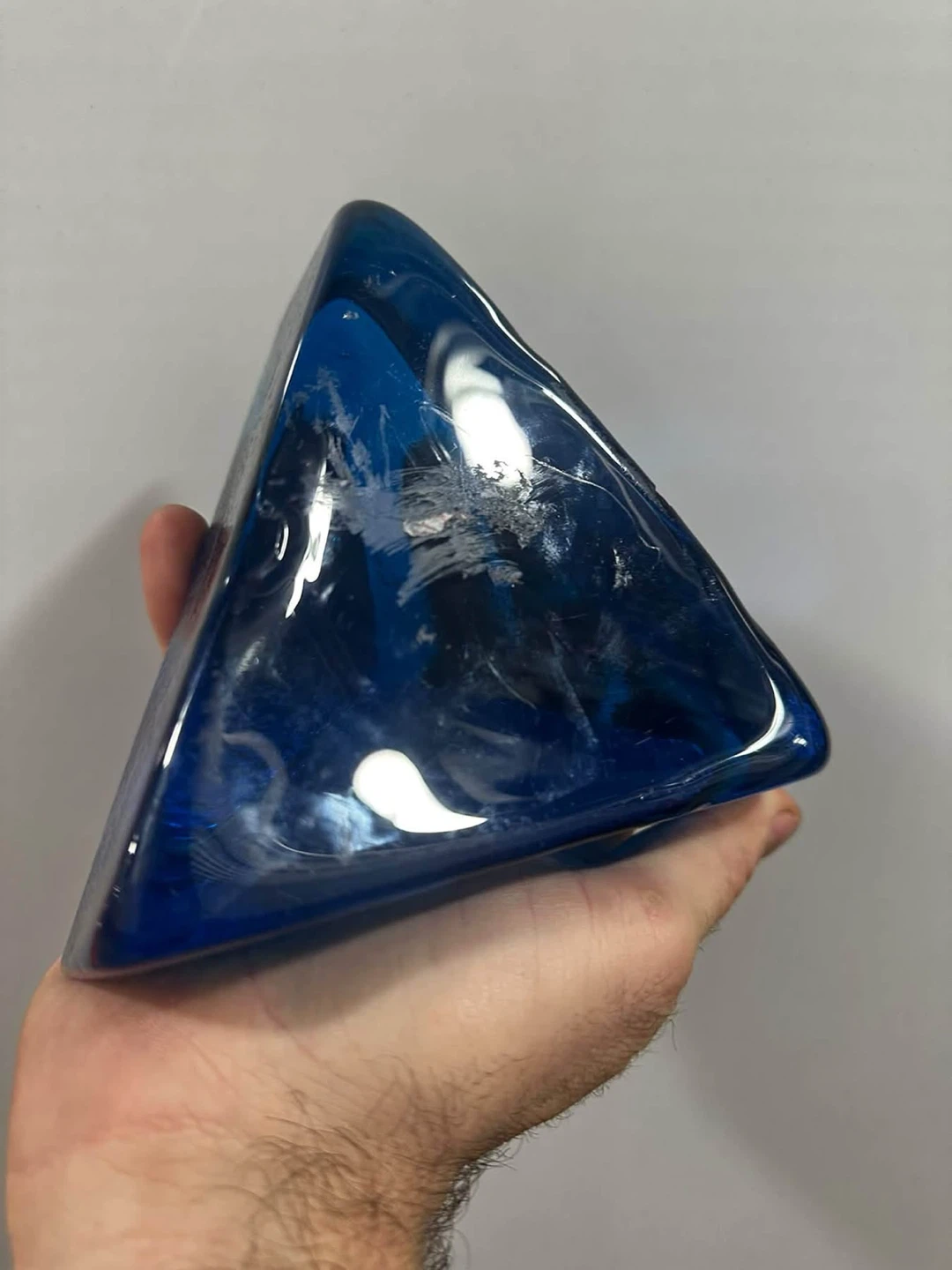 Mid Century Blenko Blue Pyramid Glass Bookend - photo 3