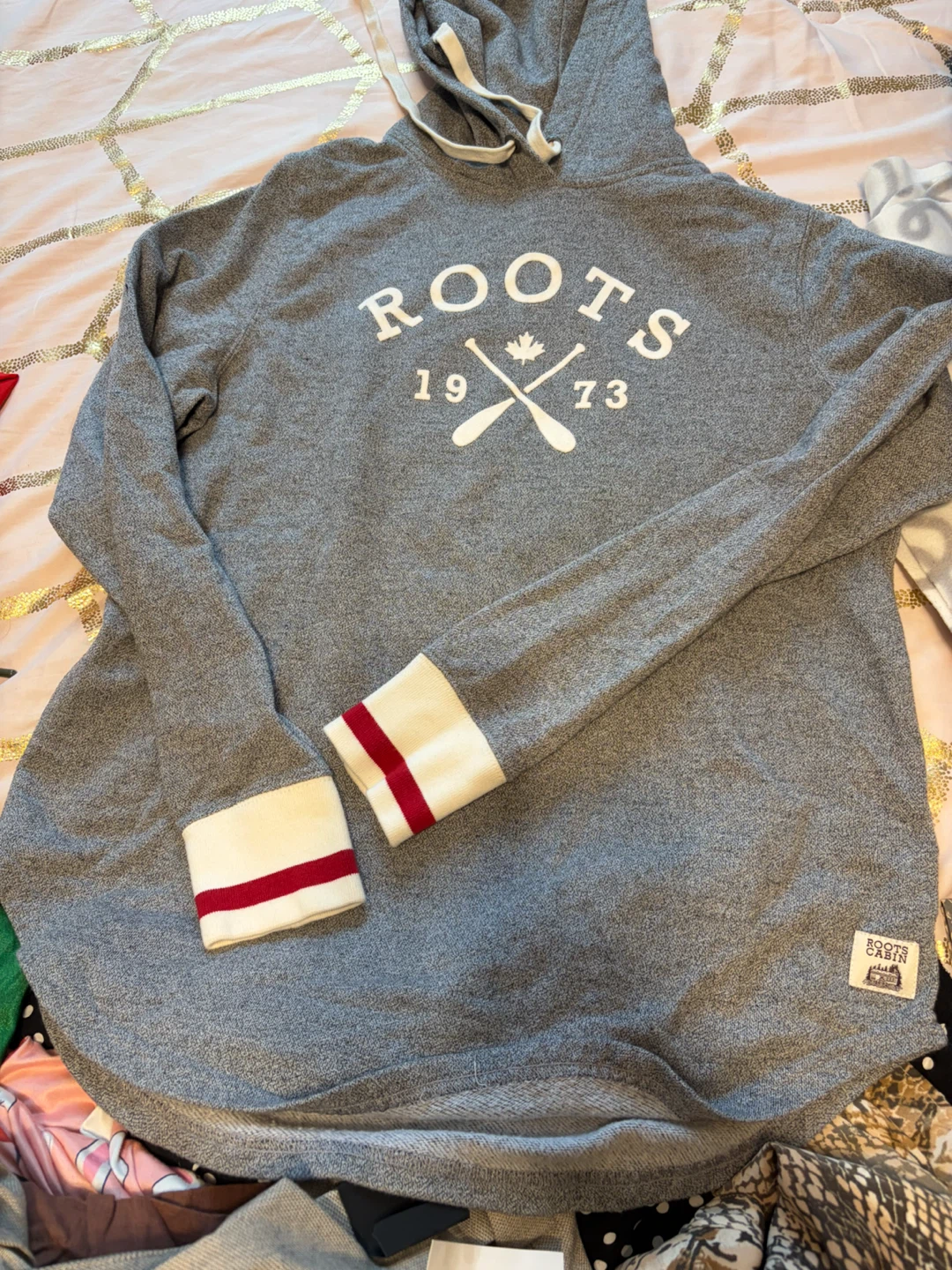 Roots Cabin Grey Hoodie all 45$