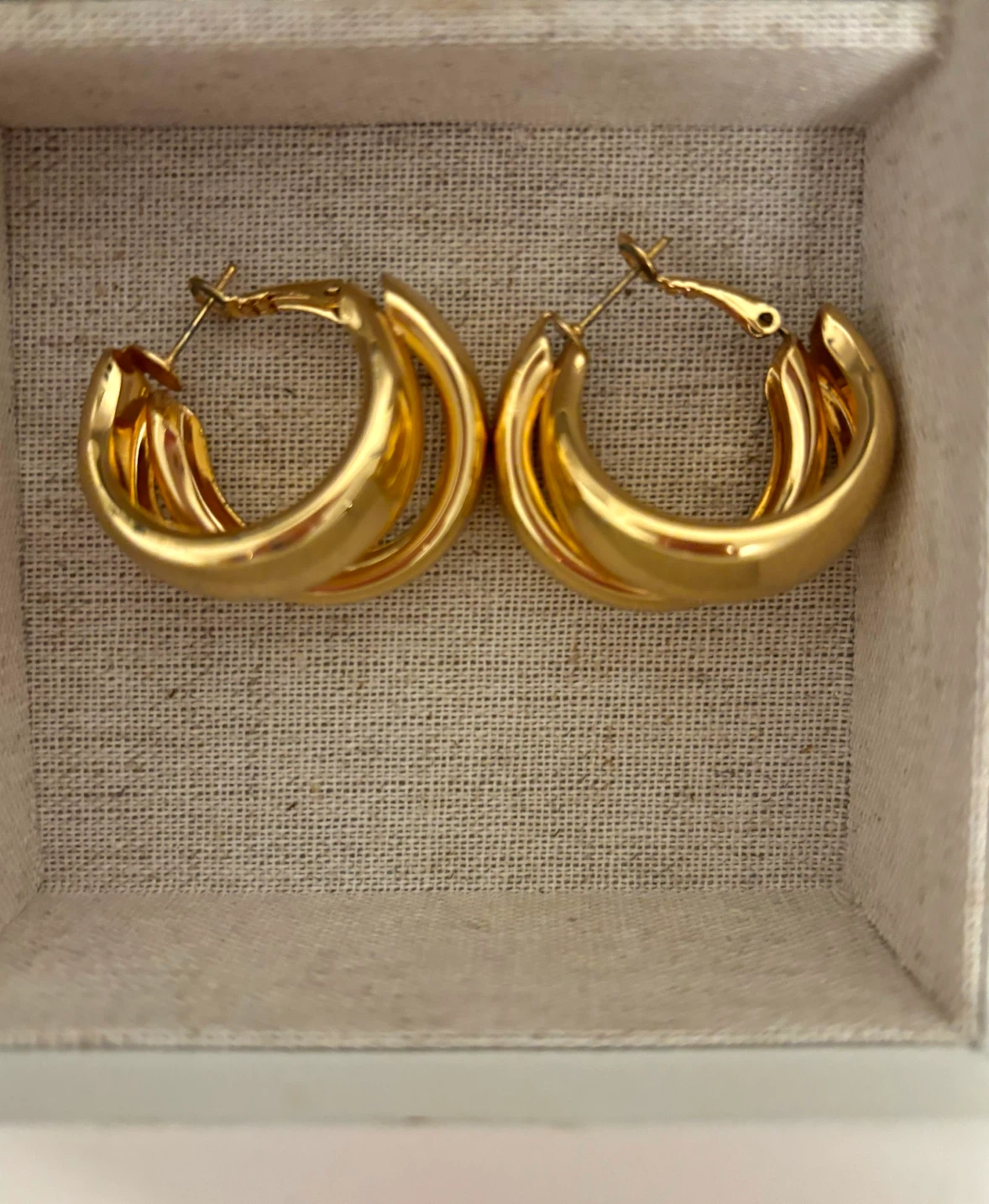 Gold-tone layered hoop earrings