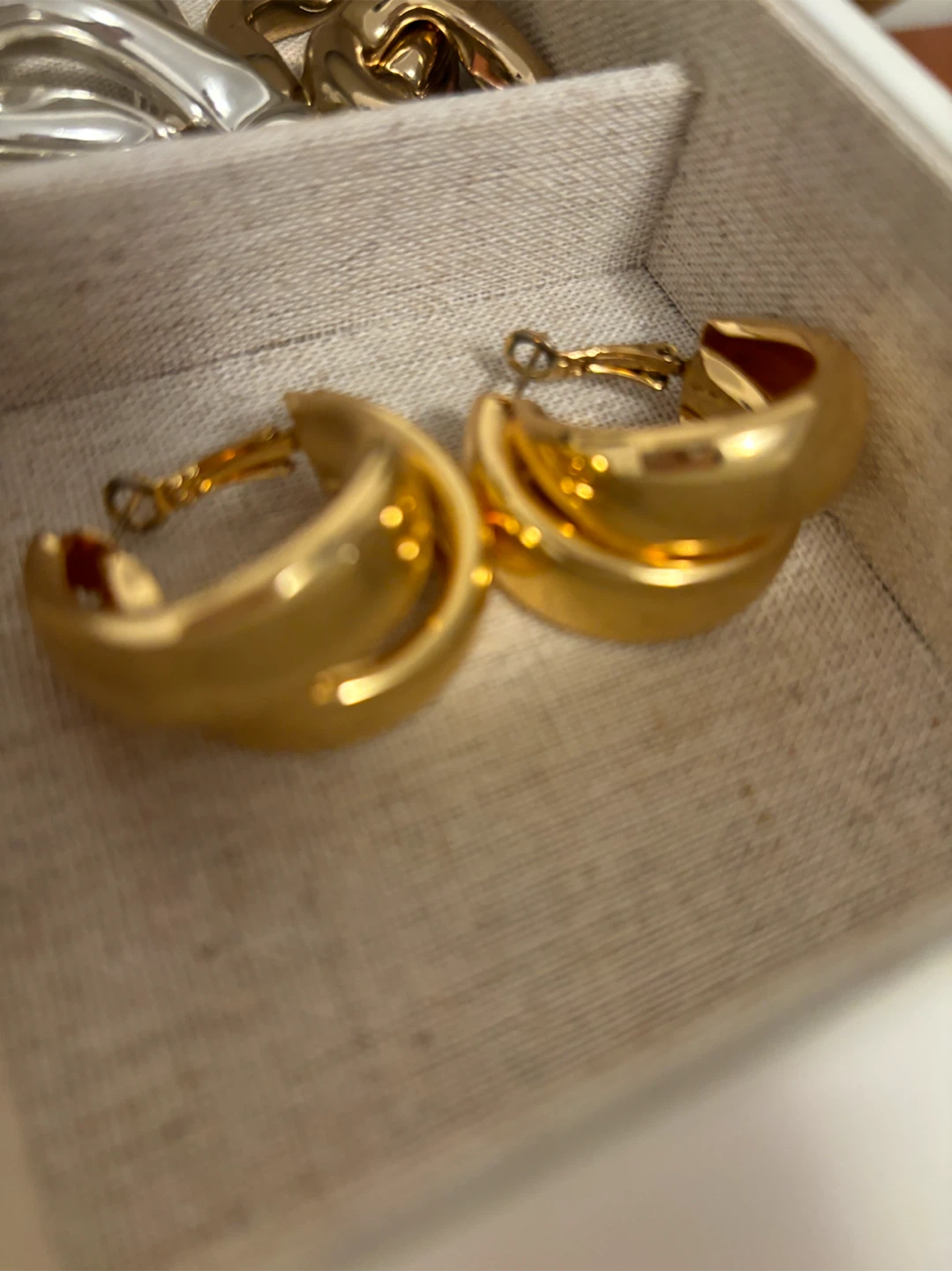 Gold-tone layered hoop earrings - photo 2